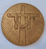 Glory of the Cross, He is Risen wood carving, Gold tinted cross relief carving